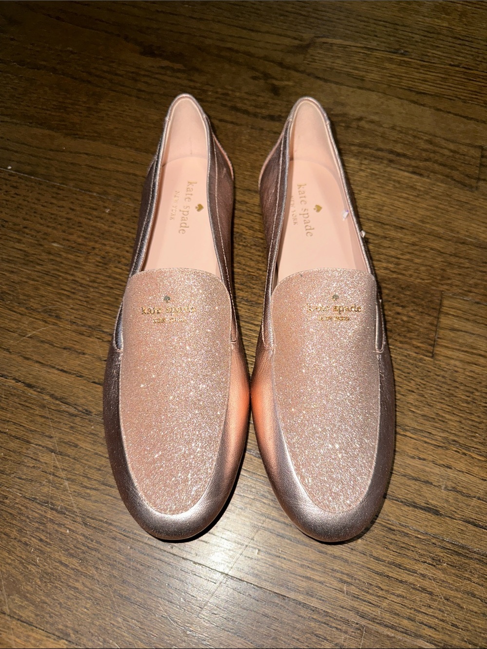 NWOT Kate Spade New York City Lights Loafer Women's Metallic Glitter Rose Gold